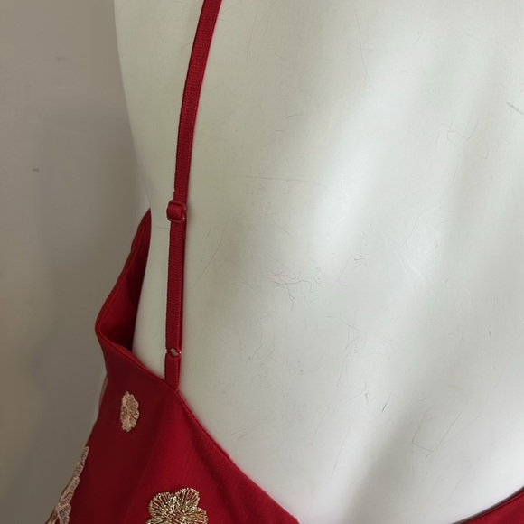 Free People x Backstage Australia Red Floral Dress Embroidered Lace Lined Sz M - Picture 9 of 15